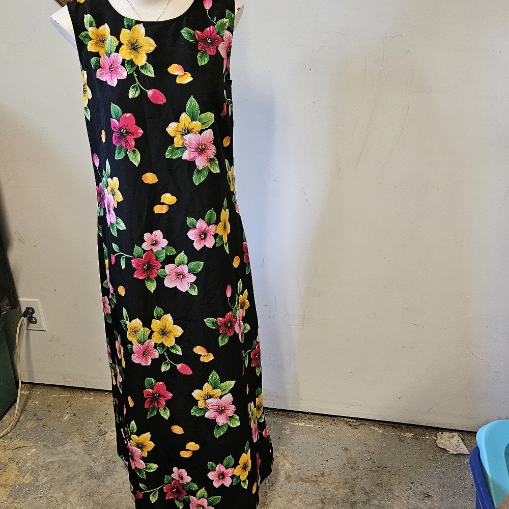 Beautiful Vintage Floral Print Maxi Dress by Kathie Lee Sz 10